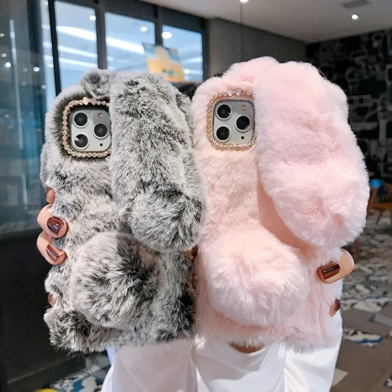 Pink Plush 3D Doll Case with Chain Cute Cell Phone Accessories For iPhone 16 15 14 13 12 11 Pro Max (Copy) Royal Luxe Market