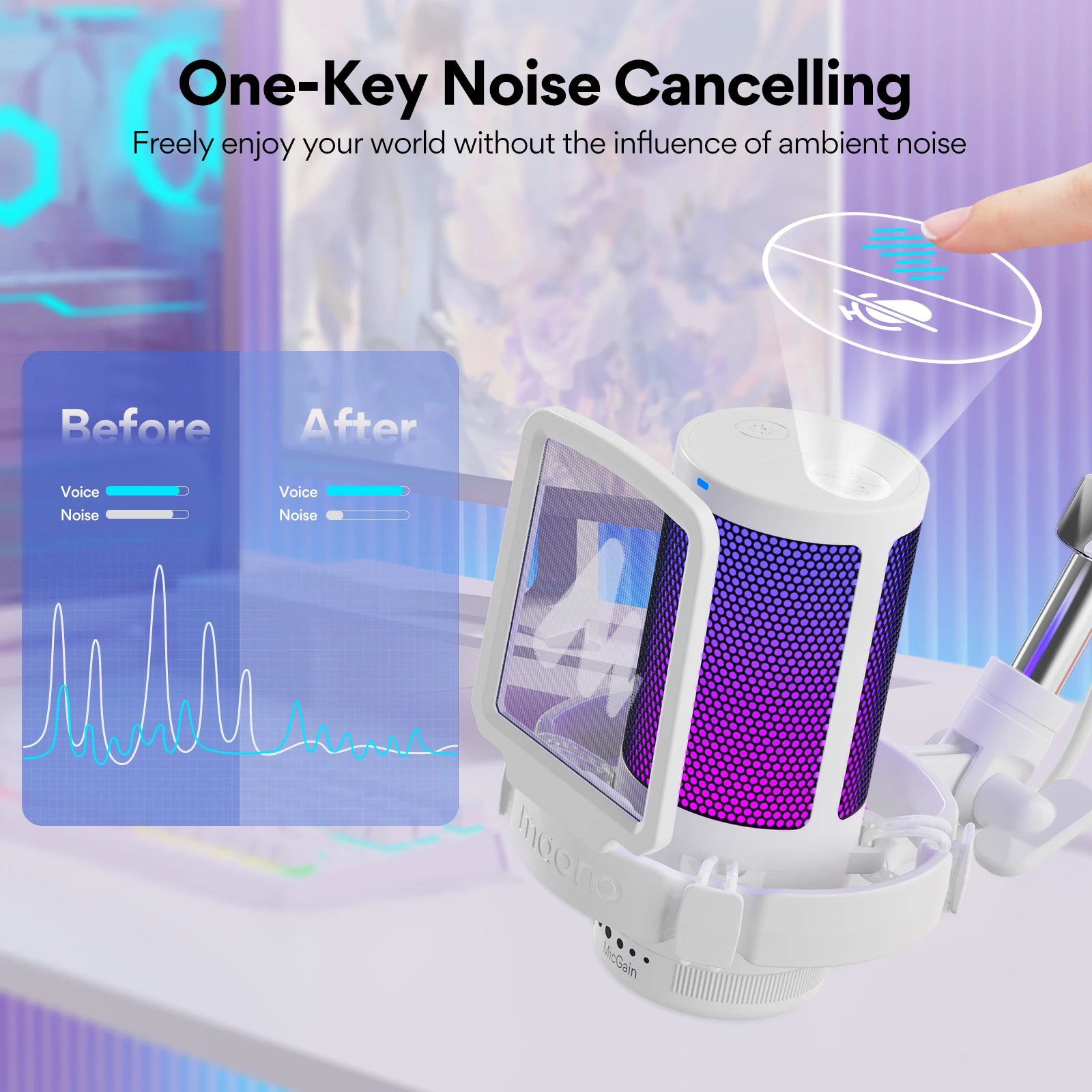 Maono Gamerwave DGM20S USB Microphone Gaming Mic Condenser Mic RGB Mic Noise Canceling Mic with Mic Gain,RGB Light,One key mute Royal Luxe Market
