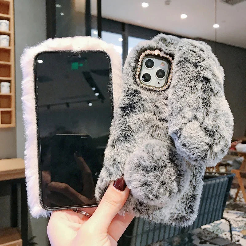 Pink Plush 3D Doll Case with Chain Cute Cell Phone Accessories For iPhone 16 15 14 13 12 11 Pro Max (Copy) Royal Luxe Market