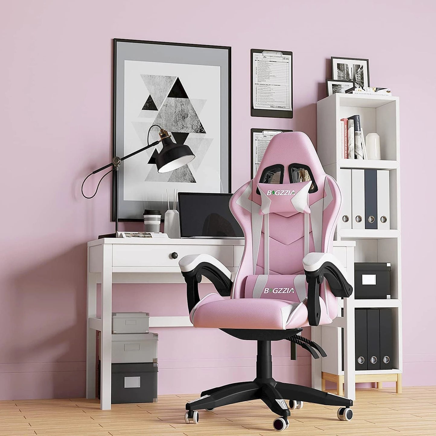 Ergonomic Gaming Chair Gamer Chairs with Lumbar Cushion + Headrest, Height-Adjustable Computer Office Chair for Girls, Boys Royal Luxe Market
