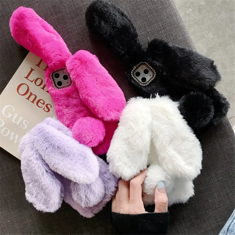 Pink Plush 3D Doll Case with Chain Cute Cell Phone Accessories For iPhone 16 15 14 13 12 11 Pro Max (Copy) Royal Luxe Market