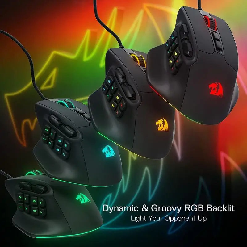 Redragon M811 Aatrox MMO Gaming Mouse, 15 Programmable Buttons Wired RGB Gamer Mouse w/ Ergonomic Natural Grip Build Royal Luxe Market