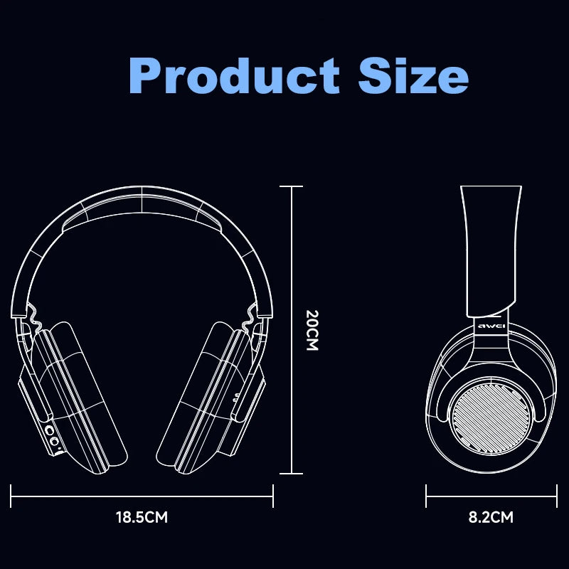 Awei A997BL PRO Wireless Headphones Bluetooth Earphones Foldable Gaming Headset Sport Headphone with Mic Music Earbuds 300mAh Royal Luxe Market