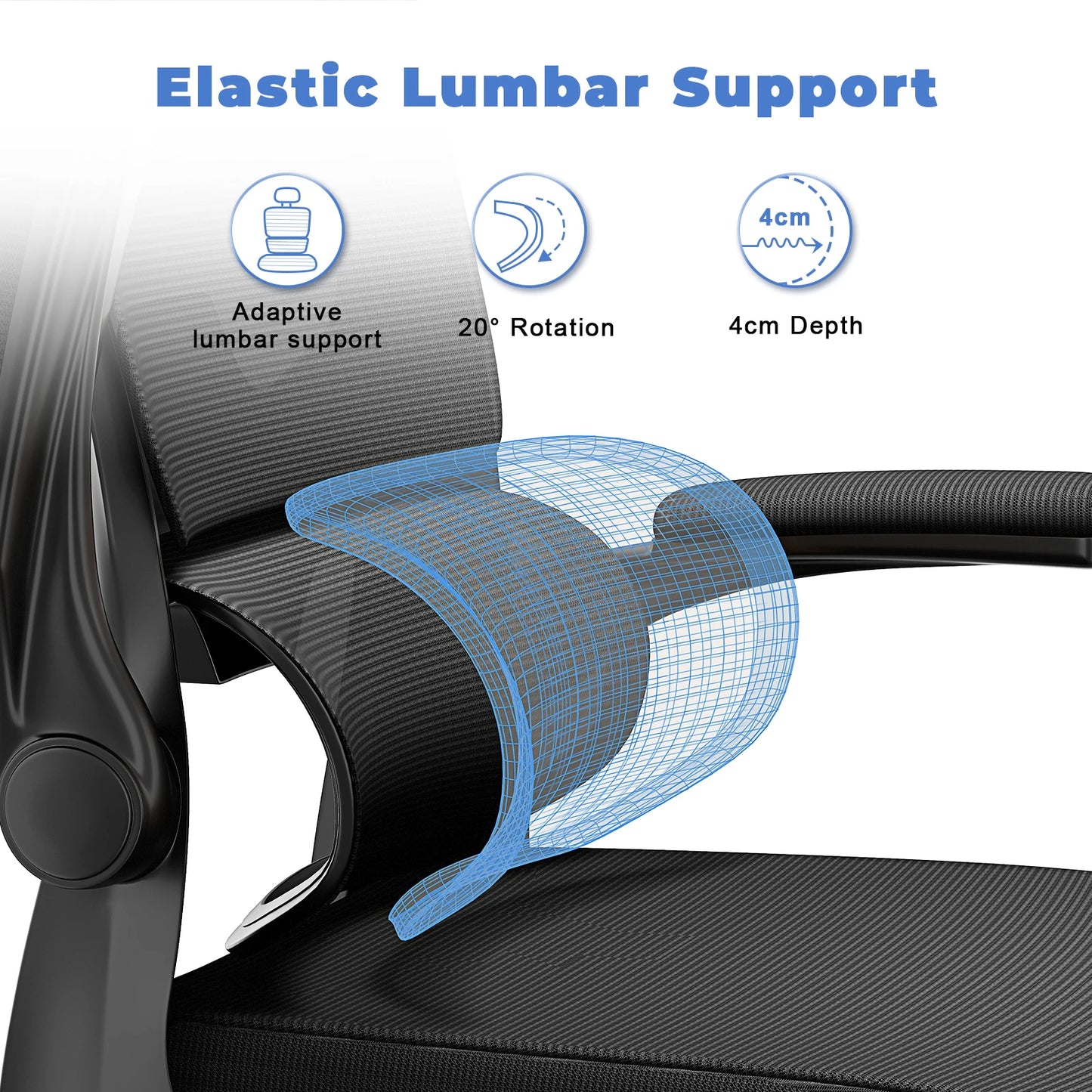 Ergonomic Office Mesh Chair, Liftable High Back Gaming Chair with 3D Lumbar Support, Swivel Desk Chair Seat Depth Adjustable Royal Luxe Market