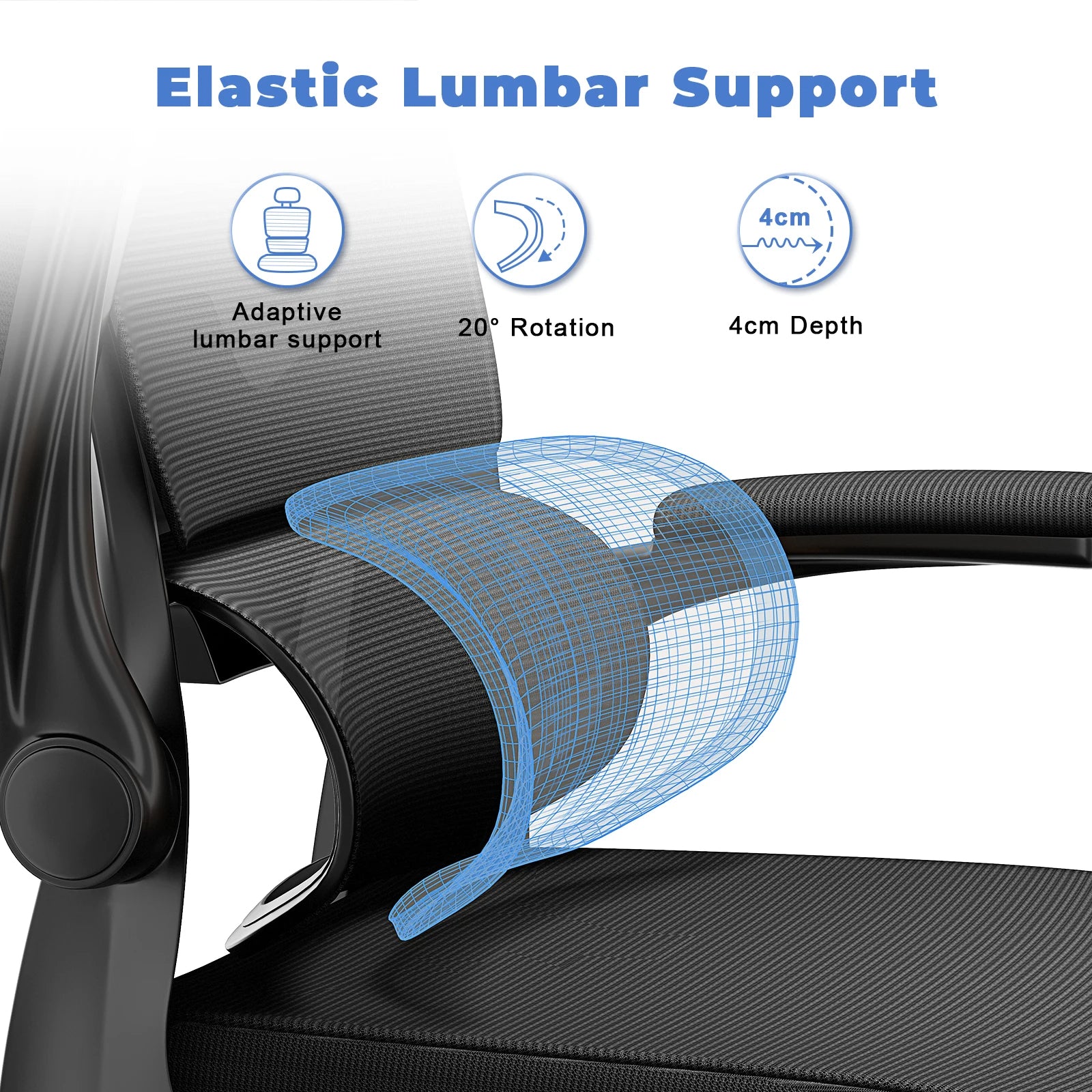 Ergonomic Office Mesh Chair, Liftable High Back Gaming Chair with 3D Lumbar Support, Swivel Desk Chair Seat Depth Adjustable Royal Luxe Market