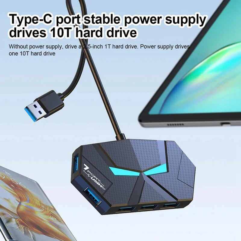 7 Ports USB 3.0 Type C HUB Expander 5Gbps High Speed OTG Adapter Docking Station For Laptop Hard Drive Mouse Keyboard Royal Luxe Market