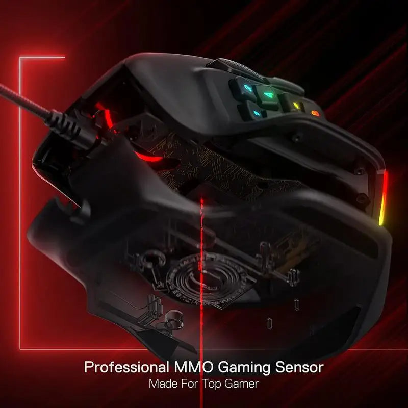 Redragon M811 Aatrox MMO Gaming Mouse, 15 Programmable Buttons Wired RGB Gamer Mouse w/ Ergonomic Natural Grip Build Royal Luxe Market