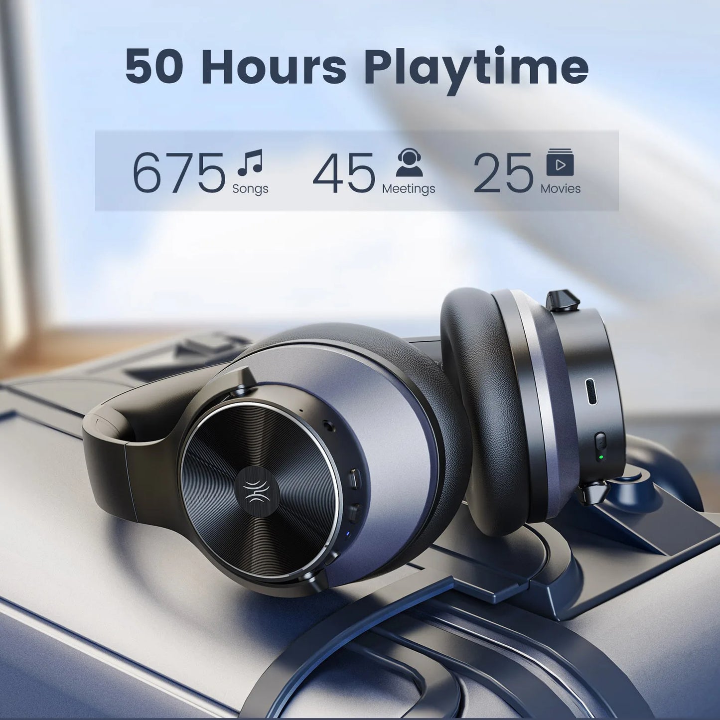 Oneodio ANC Wireless Bluetooth Headset A10 Over Ear Hybrid Active Noise Cancelling Headphones With Microphone Hi-Res Audio Royal Luxe Market