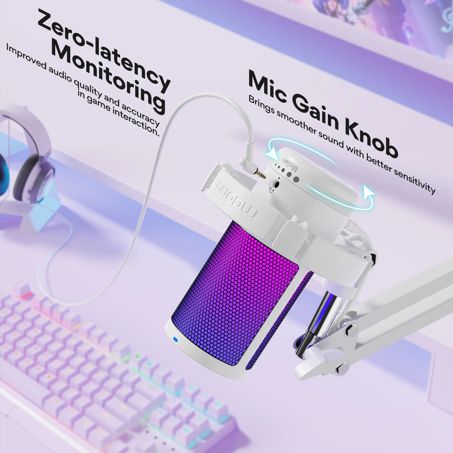 Maono Gamerwave DGM20S USB Microphone Gaming Mic Condenser Mic RGB Mic Noise Canceling Mic with Mic Gain,RGB Light,One key mute Royal Luxe Market