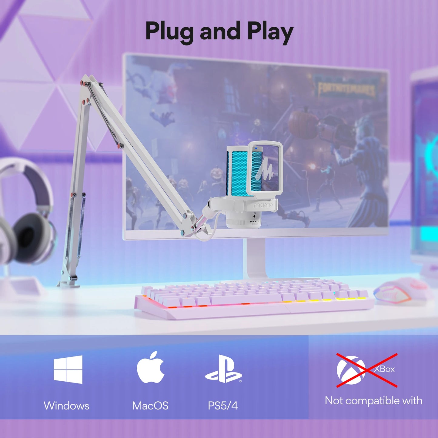 Maono Gamerwave DGM20S USB Microphone Gaming Mic Condenser Mic RGB Mic Noise Canceling Mic with Mic Gain,RGB Light,One key mute Royal Luxe Market
