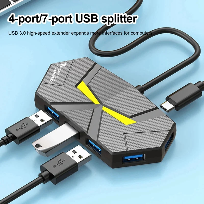 7 Ports USB 3.0 Type C HUB Expander 5Gbps High Speed OTG Adapter Docking Station For Laptop Hard Drive Mouse Keyboard Royal Luxe Market