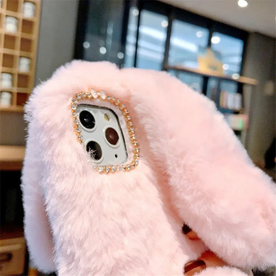 Pink Plush 3D Doll Case with Chain Cute Cell Phone Accessories For iPhone 16 15 14 13 12 11 Pro Max (Copy) Royal Luxe Market