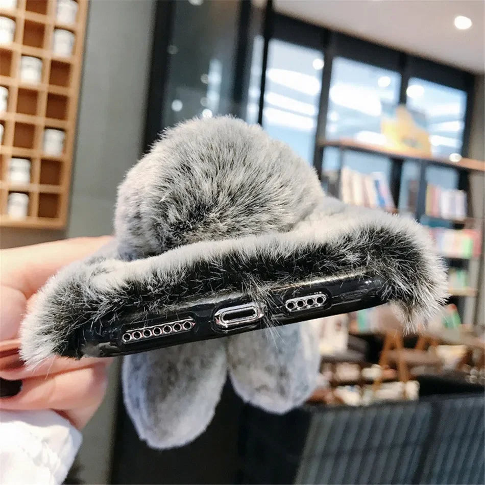 Pink Plush 3D Doll Case with Chain Cute Cell Phone Accessories For iPhone 16 15 14 13 12 11 Pro Max (Copy) Royal Luxe Market