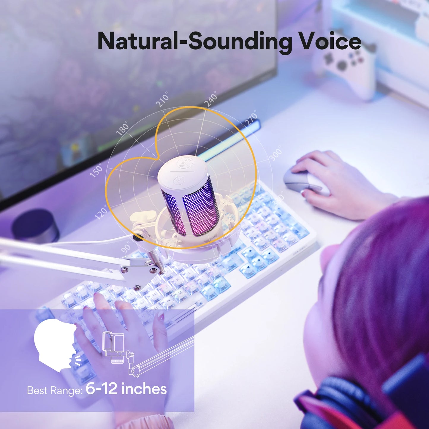 Maono Gamerwave DGM20S USB Microphone Gaming Mic Condenser Mic RGB Mic Noise Canceling Mic with Mic Gain,RGB Light,One key mute Royal Luxe Market