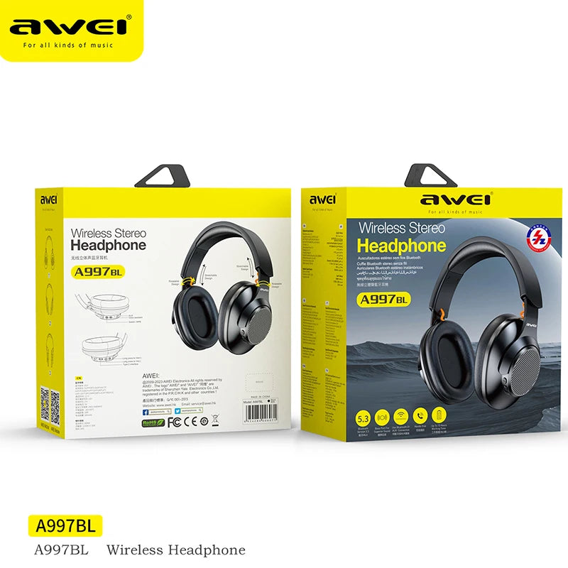 Awei A997BL PRO Wireless Headphones Bluetooth Earphones Foldable Gaming Headset Sport Headphone with Mic Music Earbuds 300mAh Royal Luxe Market