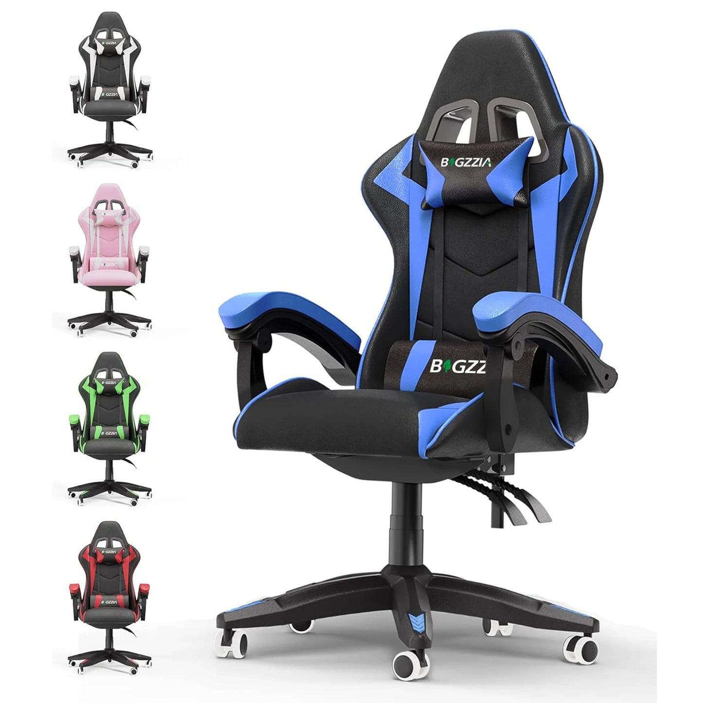 Ergonomic Gaming Chair Gamer Chairs with Lumbar Cushion + Headrest, Height-Adjustable Computer Office Chair for Girls, Boys Royal Luxe Market