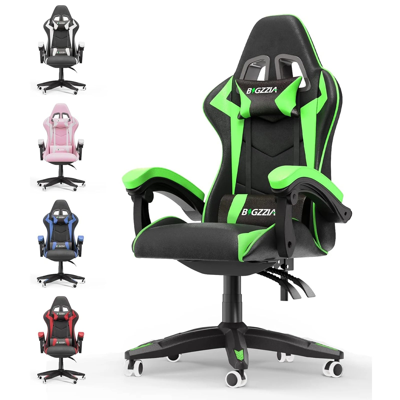 Ergonomic Gaming Chair Gamer Chairs with Lumbar Cushion + Headrest, Height-Adjustable Computer Office Chair for Girls, Boys Royal Luxe Market