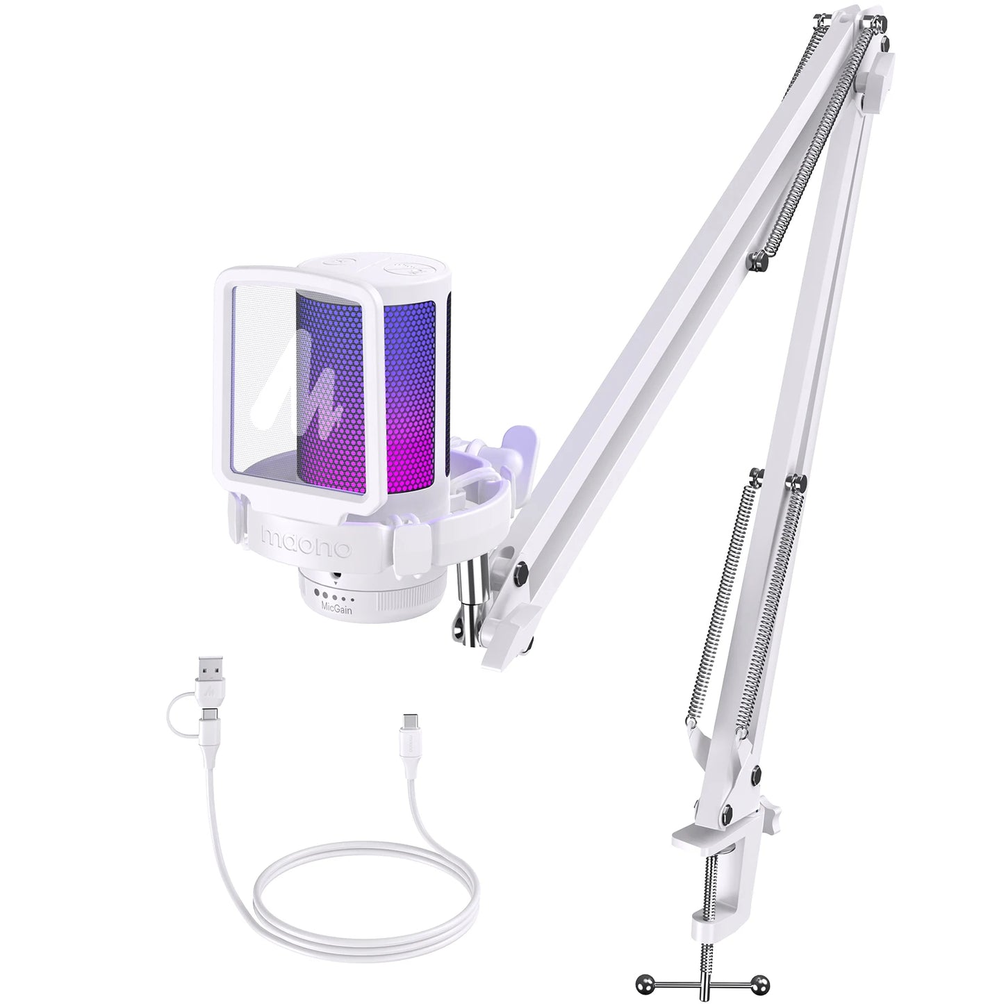 Maono Gamerwave DGM20S USB Microphone Gaming Mic Condenser Mic RGB Mic Noise Canceling Mic with Mic Gain,RGB Light,One key mute Royal Luxe Market