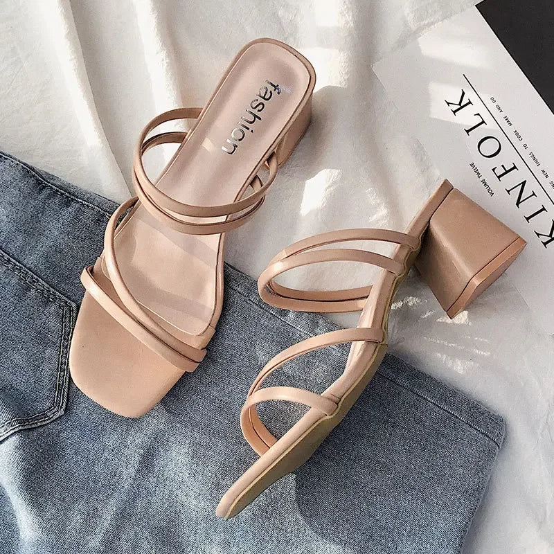 Women High Heel Sandals Summer Casual Female Shoes Woman Square Heel Open Toe Ankle Strap Ladies Sandalias Wedge Shoe Royal Luxe Market