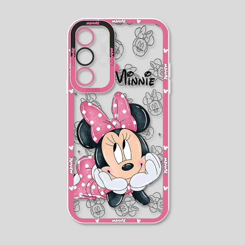 Love Minnie Mickey For Samsung Galaxy S24 S23 S22 S21 S20 Plus FE Ultra A52 A53 A54 Angel Eyes Transparent Phone Case Royal Luxe Market