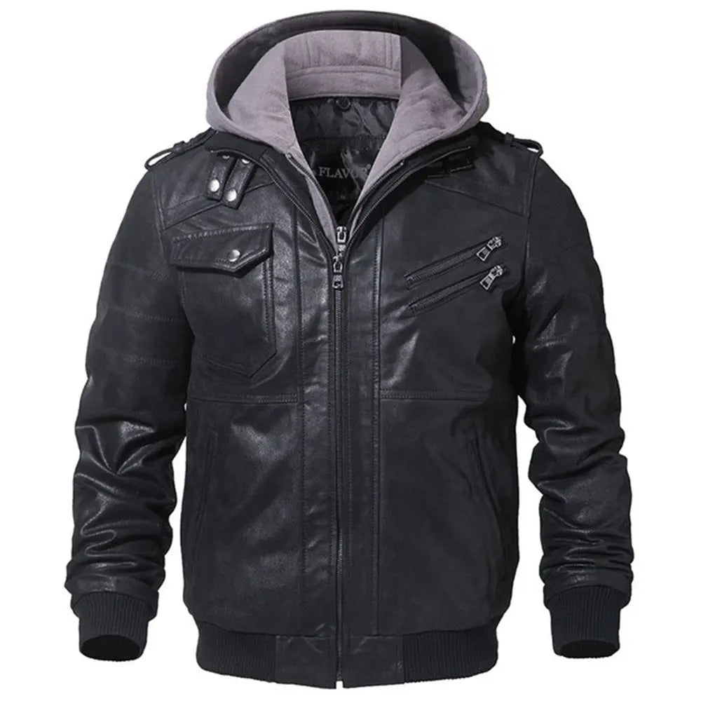 Winter Fashion Motorcycle Leather Jacket Men Slim Fit Oblique Zipper PU Jackets Autumn Mens Leather Biker Coats Warm Streetwear Royal Luxe Market