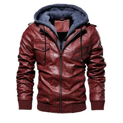 Winter Fashion Motorcycle Leather Jacket Men Slim Fit Oblique Zipper PU Jackets Autumn Mens Leather Biker Coats Warm Streetwear Royal Luxe Market