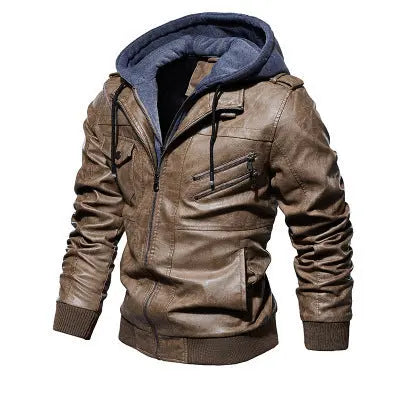 Winter Fashion Motorcycle Leather Jacket Men Slim Fit Oblique Zipper PU Jackets Autumn Mens Leather Biker Coats Warm Streetwear Royal Luxe Market