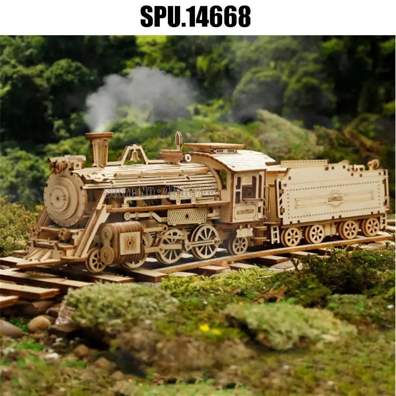 3d Wooden Puzzle Toys Steam Train Model Building Kits For Teens Adult Royal Luxe Market