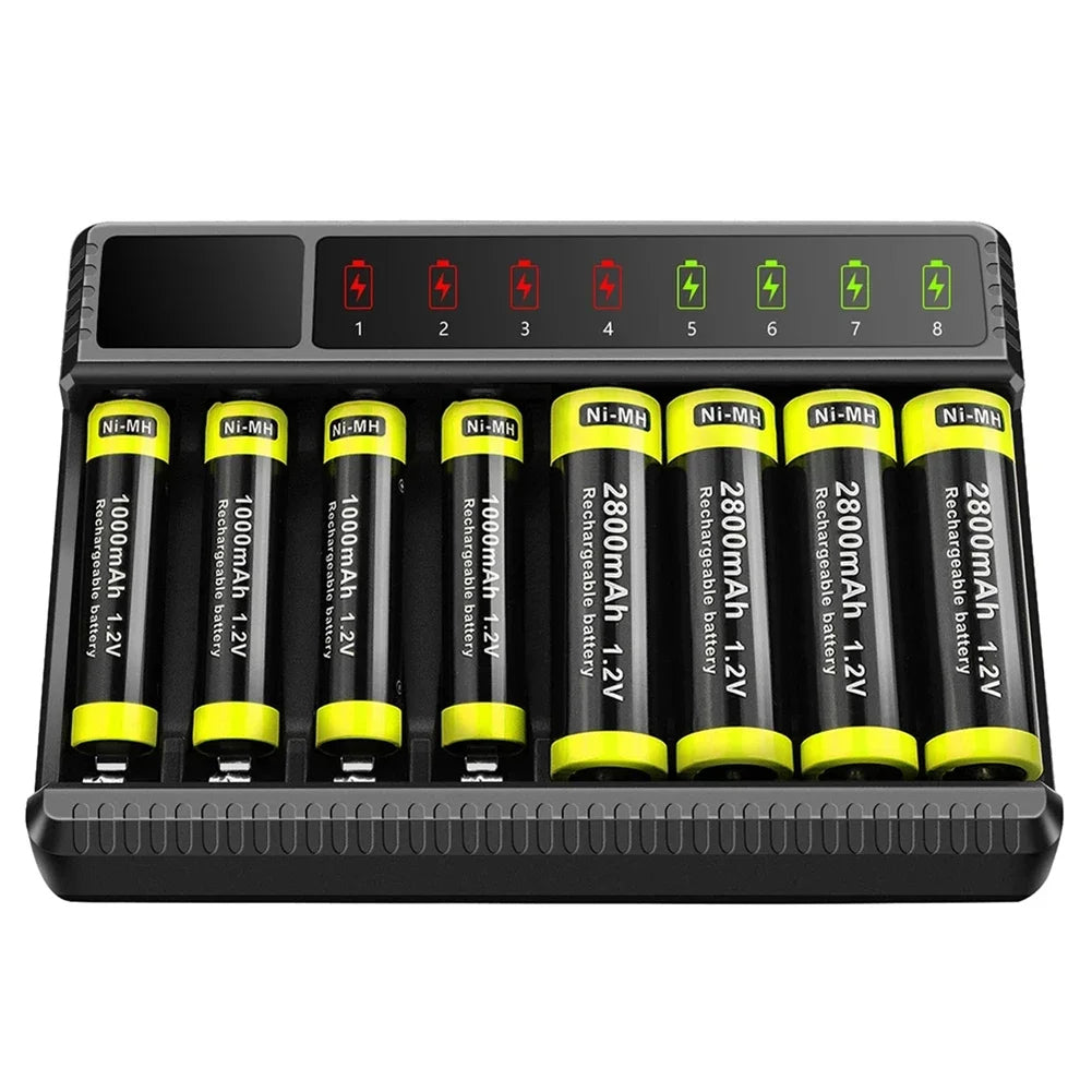 Intelligent Smart Battery Charger LED Display for 1.2V AA/AAA NiMH Rechargeable Batteries 8 Slots Ni-MH Battery Charger Royal Luxe Market