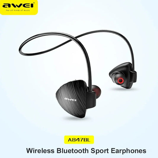 Awei A847BL Neckband Bluetooth Earphones 5.3 Waterproof Sport Earphones Bluetooth Wireless Headphones With Mic For Running Royal Luxe Market