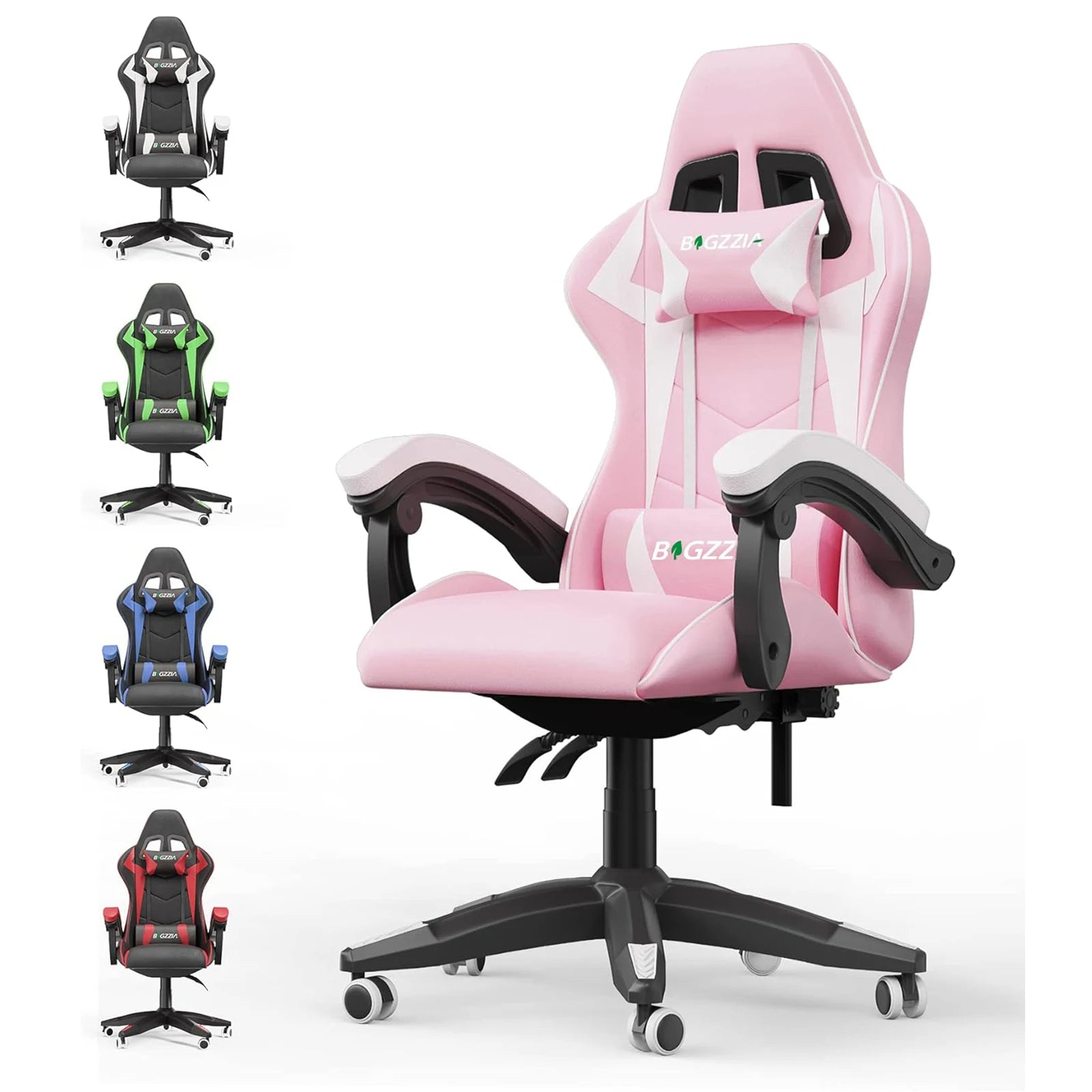 Ergonomic Gaming Chair Gamer Chairs with Lumbar Cushion + Headrest, Height-Adjustable Computer Office Chair for Girls, Boys Royal Luxe Market