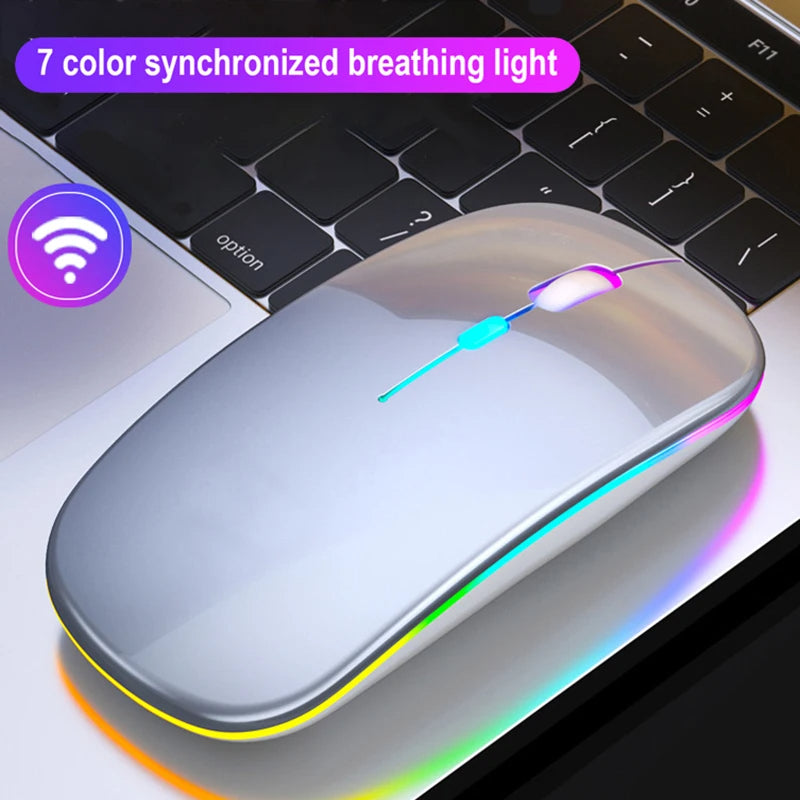 Wireless Mouse Dual Mode Bluetooth-Compatible Mouse LED Rechargeable Laptop Mouse Portable Computer Mice for Laptop ipad Tablet - Royal Luxe Market