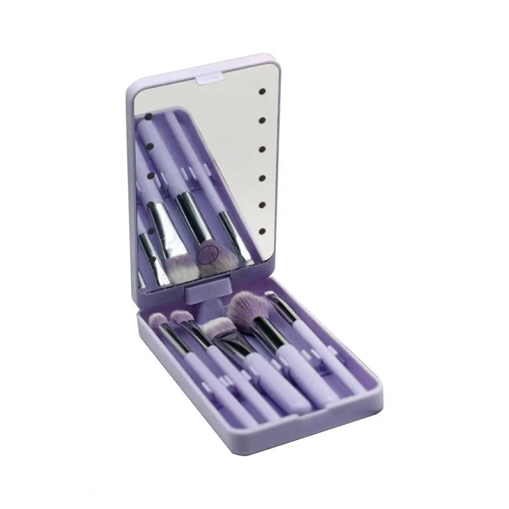 Travel Makeup Brush Set Portable Led Mirror Makeup Brush Set for Women Foundation Loose Powder Eye Shadow Brushes for Girls Royal Luxe Market