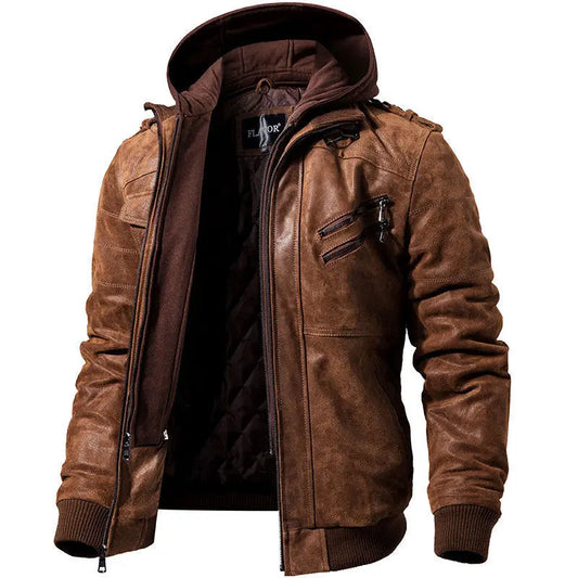 Winter Fashion Motorcycle Leather Jacket Men Slim Fit Oblique Zipper PU Jackets Autumn Mens Leather Biker Coats Warm Streetwear Royal Luxe Market