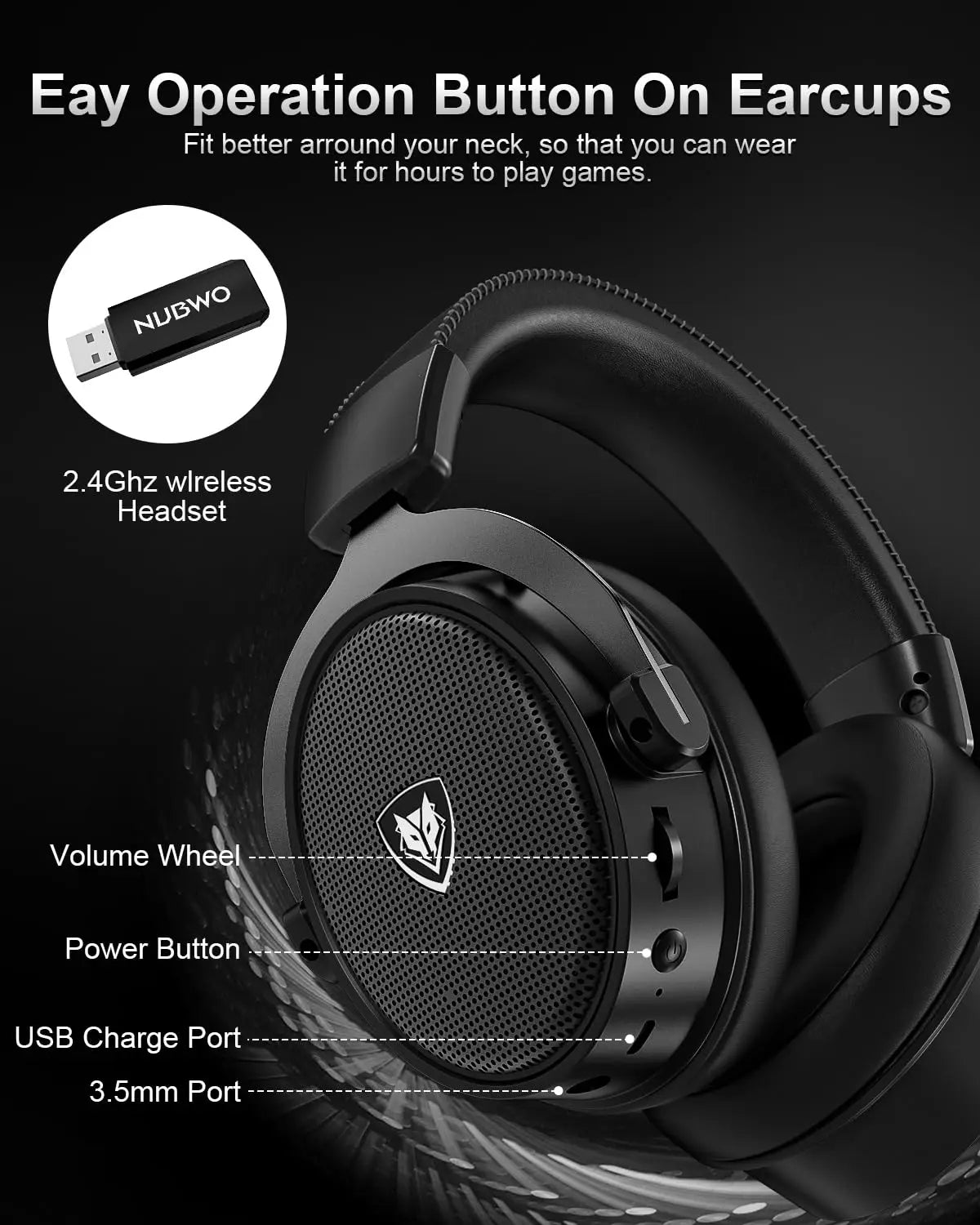 NUBWO G07 Wireless Gaming Headset,2.4GHz & Bluetooth 5.3 Technology with Noise-Canceling Microphone Stereo Sound Compatible Royal Luxe Market