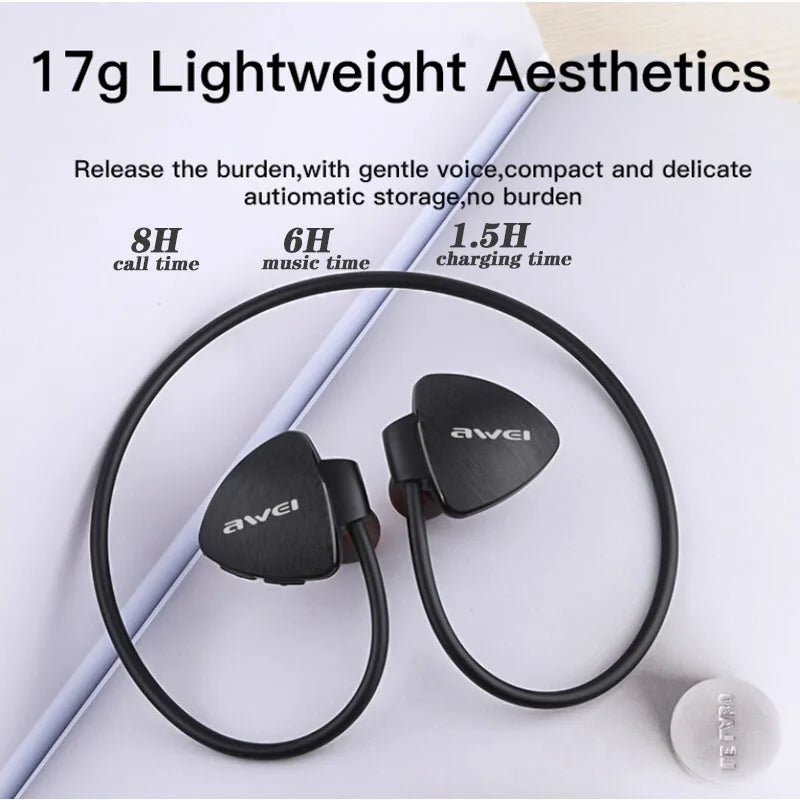 Awei A847BL Neckband Bluetooth Earphones 5.3 Waterproof Sport Earphones Bluetooth Wireless Headphones With Mic For Running Royal Luxe Market