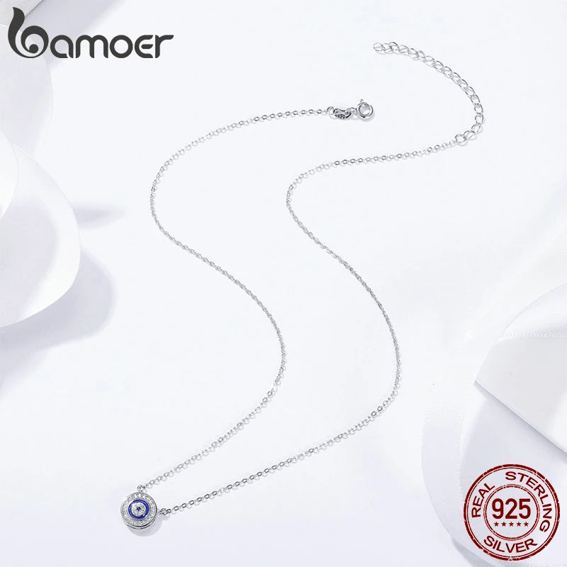 925 Sterling Silver Blue Lucky Eye Guardian Eye Pendant Necklace for Women Clear CZ Fine Jewelry SCN165 Royal Luxe Market