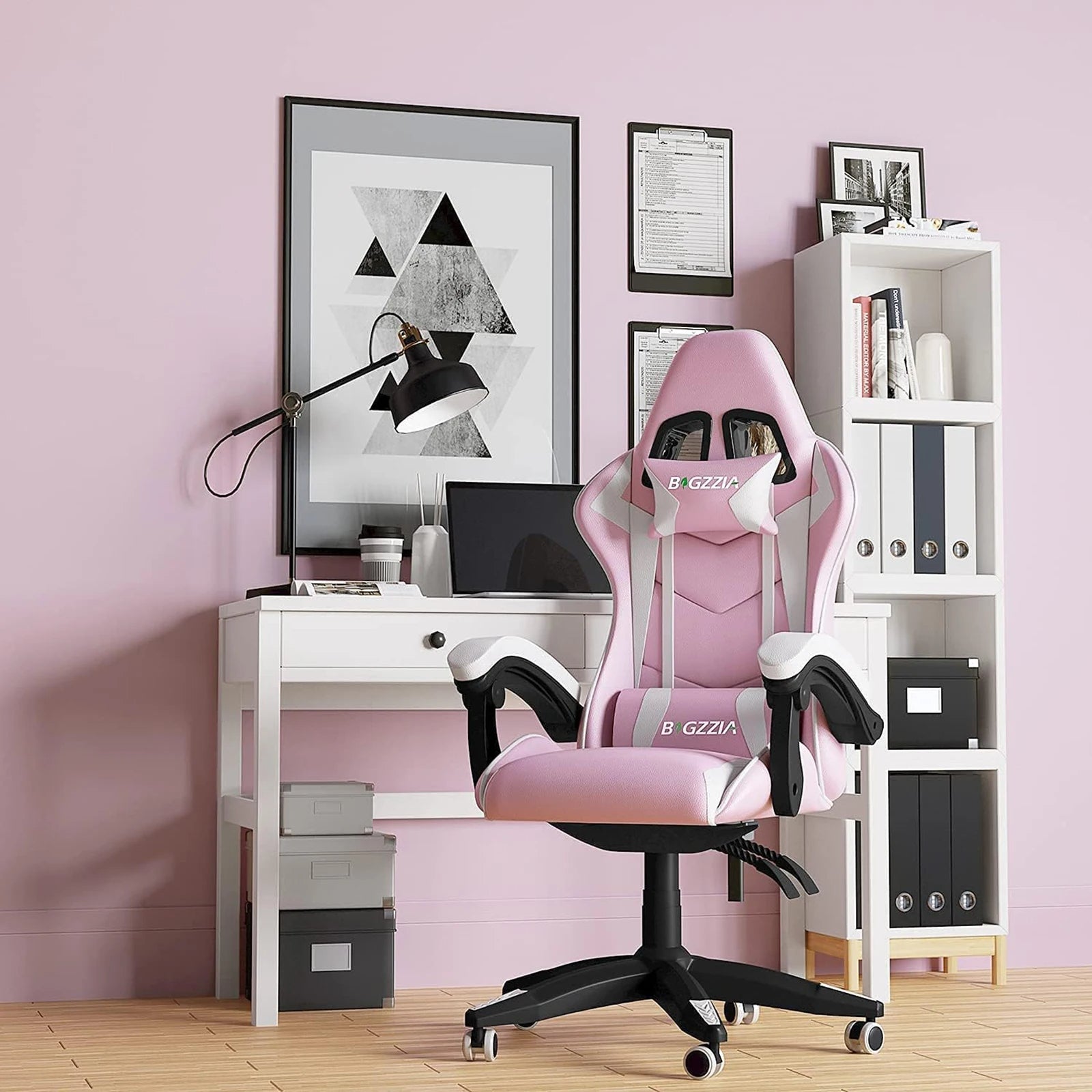 Ergonomic Gaming Chair Gamer Chairs with Lumbar Cushion + Headrest, Height-Adjustable Computer Office Chair for Girls, Boys Royal Luxe Market