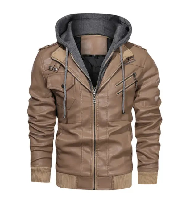 Winter Fashion Motorcycle Leather Jacket Men Slim Fit Oblique Zipper PU Jackets Autumn Mens Leather Biker Coats Warm Streetwear Royal Luxe Market