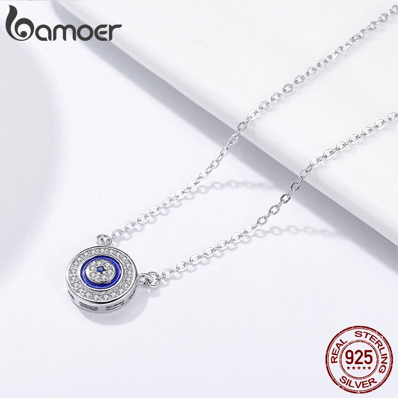 925 Sterling Silver Blue Lucky Eye Guardian Eye Pendant Necklace for Women Clear CZ Fine Jewelry SCN165 Royal Luxe Market