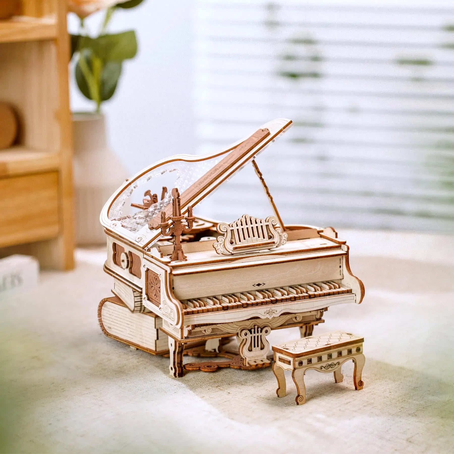 Robotime Rokr Magic Piano Mechanical Self-playing Music Box for Kids and Adults Building Block Kits Toys 3D Wooden Puzzle AMK81 - Royal Luxe Market