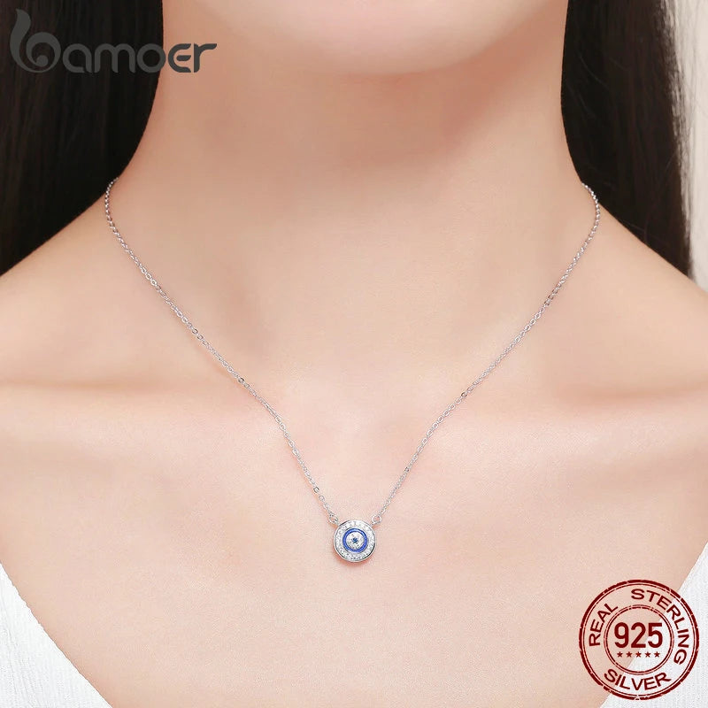 925 Sterling Silver Blue Lucky Eye Guardian Eye Pendant Necklace for Women Clear CZ Fine Jewelry SCN165 Royal Luxe Market