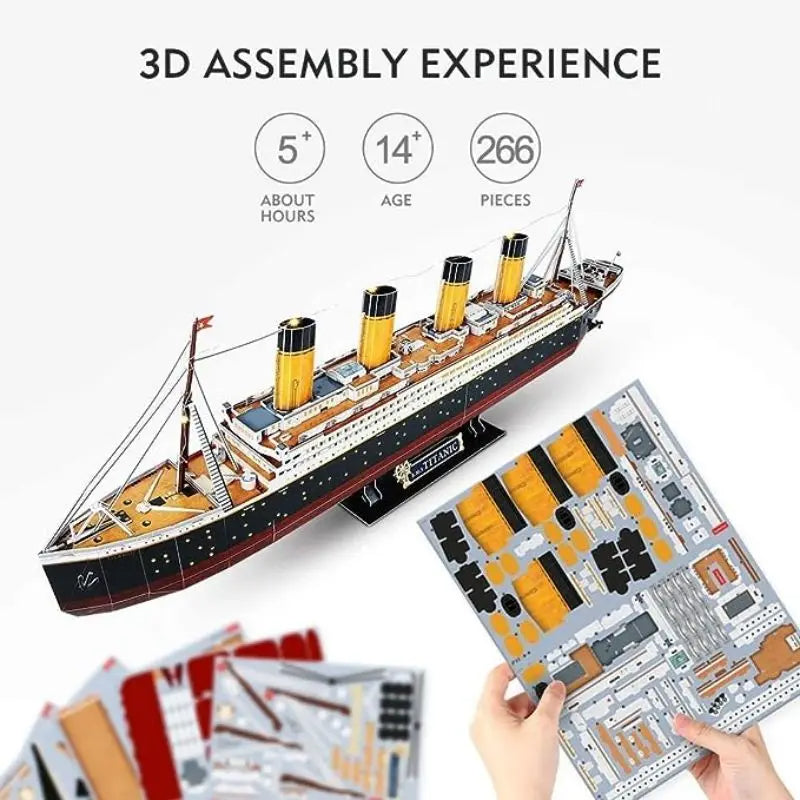 Titanic 3D LED Puzzles for Adults 88 CM 266 Pieces,Titanic Toys for Adults Teens, Home Decor Birthday Gifts Adults Easter Gifts - Royal Luxe Market