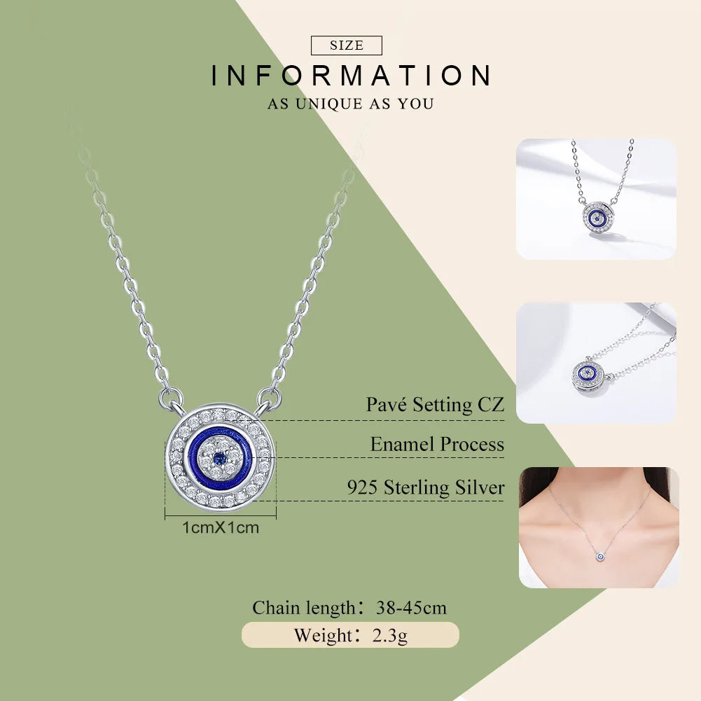 925 Sterling Silver Blue Lucky Eye Guardian Eye Pendant Necklace for Women Clear CZ Fine Jewelry SCN165 Royal Luxe Market