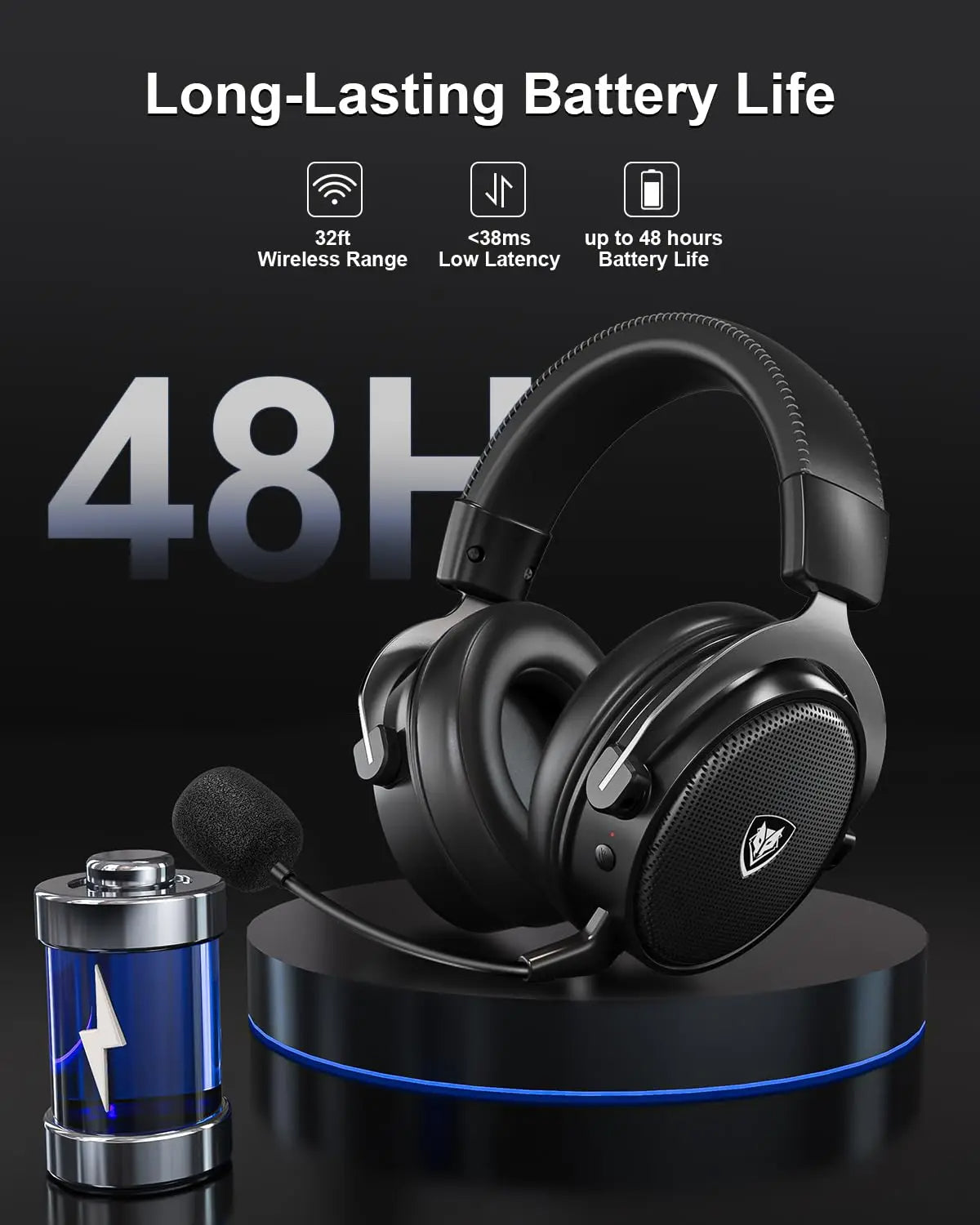 NUBWO G07 Wireless Gaming Headset,2.4GHz & Bluetooth 5.3 Technology with Noise-Canceling Microphone Stereo Sound Compatible Royal Luxe Market