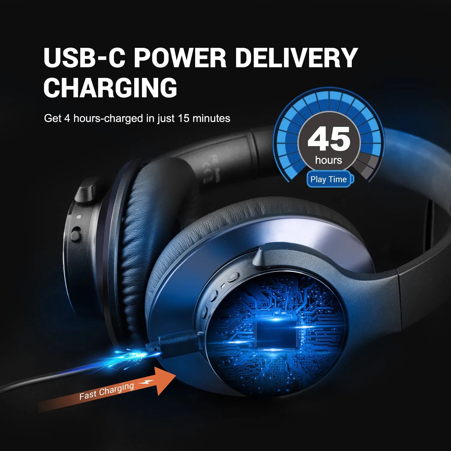 Oneodio ANC Wireless Bluetooth Headset A10 Over Ear Hybrid Active Noise Cancelling Headphones With Microphone Hi-Res Audio Royal Luxe Market