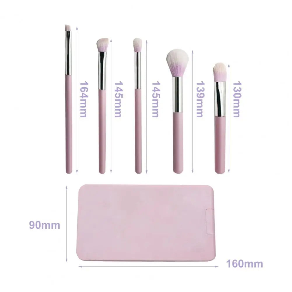Travel Makeup Brush Set Portable Led Mirror Makeup Brush Set for Women Foundation Loose Powder Eye Shadow Brushes for Girls Royal Luxe Market
