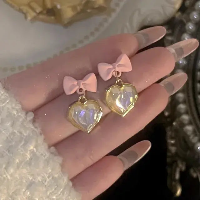Zircon Bow Knot Round Pearl Pendant Gold Color C Shape Earrings for Women Elegant Delicate Sweet Girls Party Jewellry Royal Luxe Market