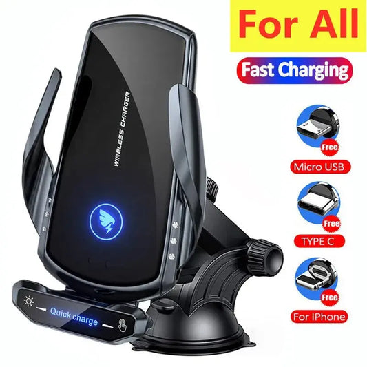 Wireless Charger Car Phone Holder Stand 15W Fast Charging Station For iPhone Xiaomi Samsung Huawei Magnetic Wireless Car Charger Royal Luxe Market