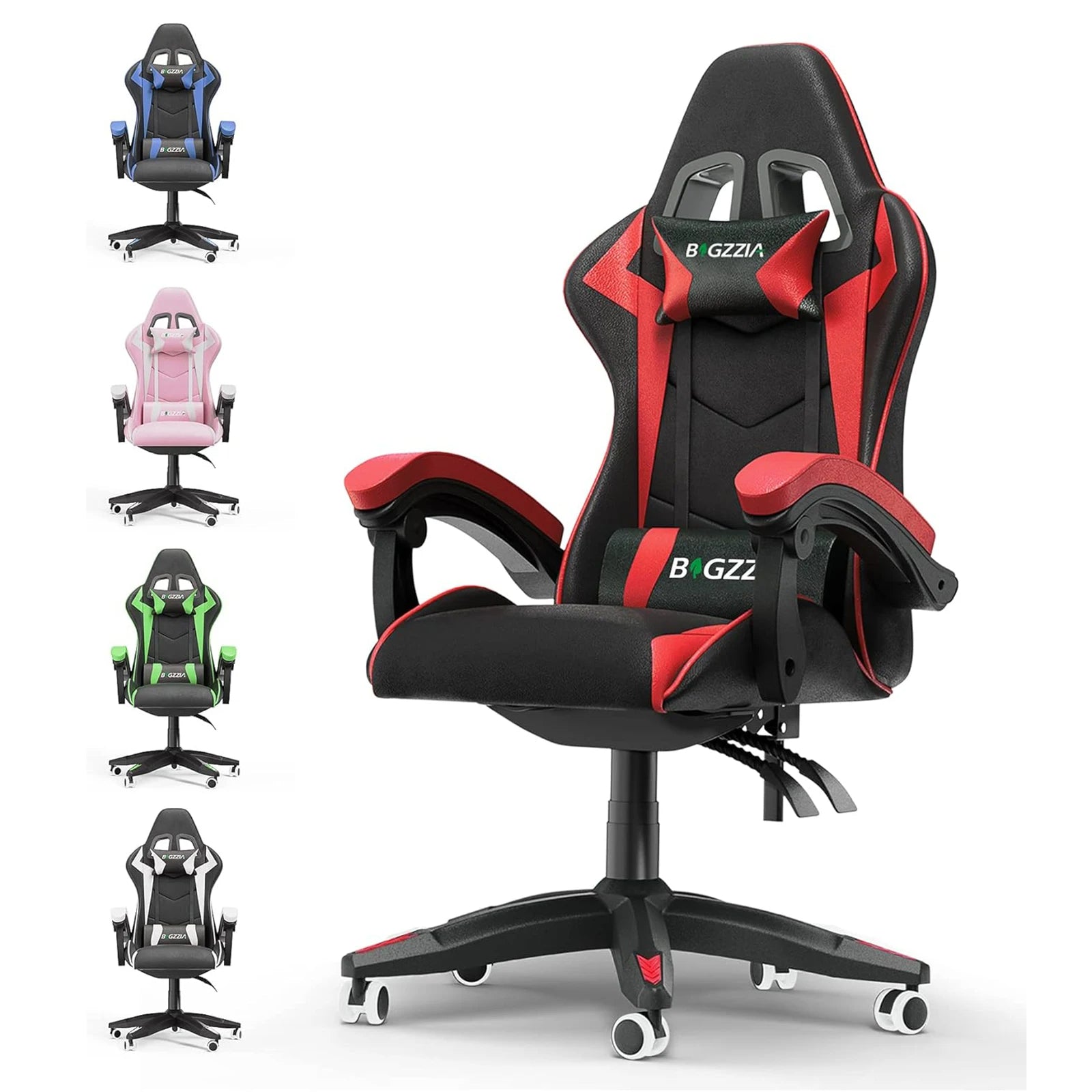 Ergonomic Gaming Chair Gamer Chairs with Lumbar Cushion + Headrest, Height-Adjustable Computer Office Chair for Girls, Boys Royal Luxe Market